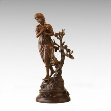 Kinder Figur Statue Frühling Blume Kind Bronze Skulptur TPE-927